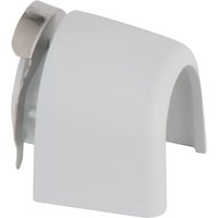 White Axis 5505-521 security camera accessory with curved design and metal clip attachment.