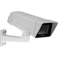 White Axis 5900-271 camera housing with rectangular design, clear front panel, and wall-mount bracket.