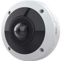 White Axis M4318-PLR dome IP security camera with black lens, circular design, and ceiling mount.