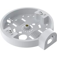 White Axis TM3601-E Junction box with circular design, multiple mounting holes, and raised cable entry point.