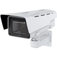 White Axis TQ1815-E camera housing with black front panel and adjustable wall mount.