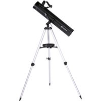 Black Bresser Optics VENUS 76/700 AZ Reflector telescope on a silver tripod with adjustable legs.