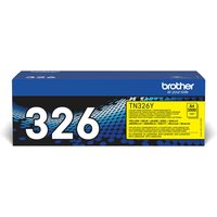 Brother TN-326Y toner cartridge, original yellow, in blue box with large white "326" and yellow label detailing.