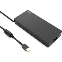 Black BTI 330W GaN charger with Lenovo Slim tip connector, rectangular design, and attached power cable.