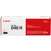Canon 046 H toner cartridge, original yellow, in white and red box with Canon branding and product details.