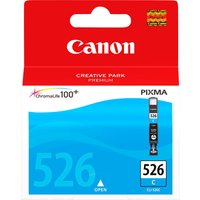 Canon CLI-526C Cyan Ink Cartridge with red packaging, blue wave design, and Pixma logo.