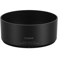 Canon ES-73B round black lens hood with matte finish and Canon logo on the side.