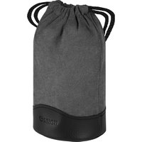 Gray Canon LP1019 lens pouch with black drawstring closure and reinforced bottom.