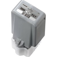 Canon PFI-1000PGY photo grey ink cartridge, gray rectangular design with label and barcode on top.
