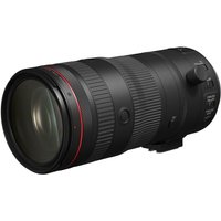 Canon RF 24-105mm F2.8 L IS USM black zoom lens with red ring, textured grip, and control switches.