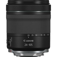 Canon RF 24-105mm F4-7.1 IS STM lens, black with textured zoom ring and silver mount.