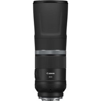 Black Canon RF 800mm F11 IS STM lens with silver ring and textured grip, featuring a compact, cylindrical design.