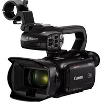 Black Canon XA60B camcorder with 21.14 MP CMOS sensor, 4K Ultra HD, top handle, and lens hood.
