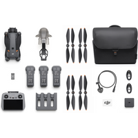 DJI Mavic 4 Pro drone combo with RC 2, three batteries, propellers, remote, and black carrying bag.