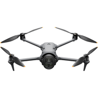 DJI Mavic 4 Pro drone with four propellers, sleek black body, and front-facing camera.