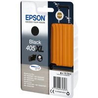 Epson 405XL DURABrite Ultra Ink cartridge in black packaging with suitcase design and product details.
