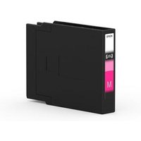 Black Epson magenta XXL ink cartridge with pink label, rectangular shape, compatible with Epson E printers.