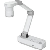 White Epson ELPDC21 document camera with adjustable arm and rectangular base featuring control buttons.