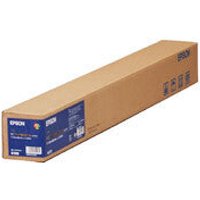 Brown box of Epson Premium Luster Photo Paper, 30 cm x 30.5 m, with blue label and Epson branding.