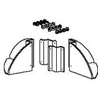 Black and white Ergotron base set for 3"x 3" poles, featuring curved and rectangular metal components.