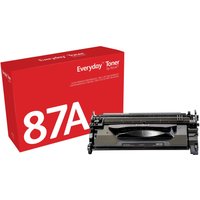 Red Xerox toner box with "87A" text, alongside a black toner cartridge compatible with HP 87A printers.