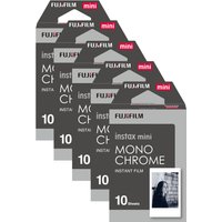 Fujifilm Instax Mini Monochrome film pack, gray packaging, 50 sheets total, black and white instant photos.