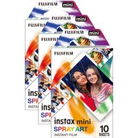 Fujifilm Instax Mini Spray Art Deco Photo Film pack, vibrant abstract border designs, 30 sheets total.