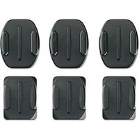 Black GoPro AACFT-001 camera mounts, six adhesive-backed pieces with curved and flat surfaces for versatile attachment.