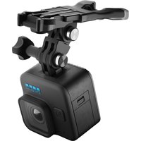 Black GoPro Bite Mount with adjustable strap, compatible with all HERO cameras, featuring a sturdy grip design.
