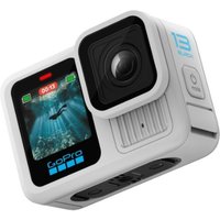 GoPro HERO13 Black in Polar White, compact action camera with dual screens and rugged design.