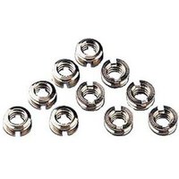 Hama tripod conversion bushings, silver metal thread adapters, cylindrical with grooved edges, set of ten.