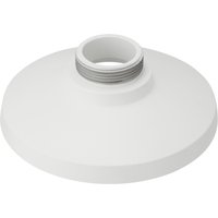 White Hanwha SBP-301HMW3 security camera mount with a circular base and threaded top.