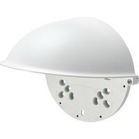 White Hanwha SBV-160WC weather shield with dome shape and multiple mounting holes.