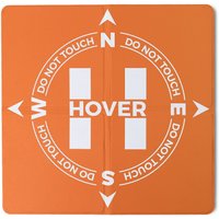 Orange HOVERAir Aqua Foldable Takeoff Pad with compass design and "DO NOT TOUCH" text in white.