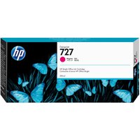 HP 727 magenta ink cartridge box with blue butterflies and HP logo on black background.