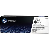 HP 83X black toner cartridge box with blue and black design, HP logo, and LaserJet branding.