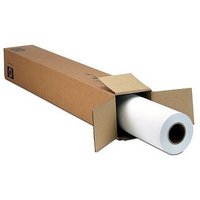 Brown box with white roll of HP D9R26A large format matte media partially exposed.