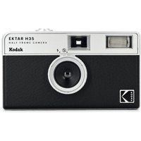 Kodak Ektar H35 black film camera with silver top, viewfinder, flash, and Kodak logo on front.