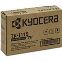 Kyocera TK-1115 Toner Kit in a brown cardboard box with black text and logo, designed for 1.6K page yield.