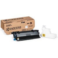 Kyocera TK-3400 toner kit with black cartridge, white waste container, and brown packaging box.