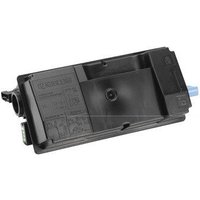 Black KYOCERA TK-3160 toner cartridge with rectangular shape and blue handle on one side.