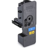 Black rectangular KYOCERA TK-5220C toner cartridge with cyan label and gear details on the side.