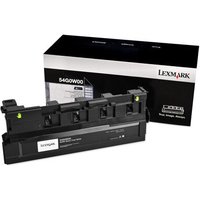 Black Lexmark 54G0W00 toner cartridge with white label, next to black and white branded packaging box.