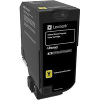 Black Lexmark 74C20Y0 toner cartridge, yellow label, rectangular shape, with product details on the front.