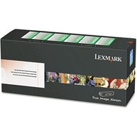 Lexmark C2320C0 toner cartridge box, black with colorful images and Lexmark logo, Original Cyan.