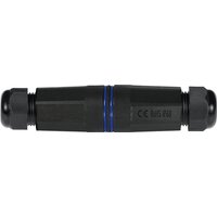 Black LogiLink IP68 outdoor housing for keystone modules, cylindrical with blue ring and secure end caps.