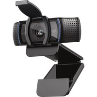 Black Logitech C920 Pro HD Webcam with dual microphones and privacy cover, mounted on an adjustable clip.
