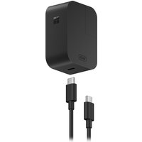Black Microsoft Surface 45W USB-C wall charger with detachable USB-C cable and compact rectangular design.