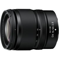 Black Nikon Z DX 16-50mm f/2.8 VR zoom lens with textured focus ring and compact design.