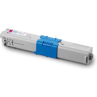 Gray OKI 44469705 toner cartridge with blue accents and magenta label on top.